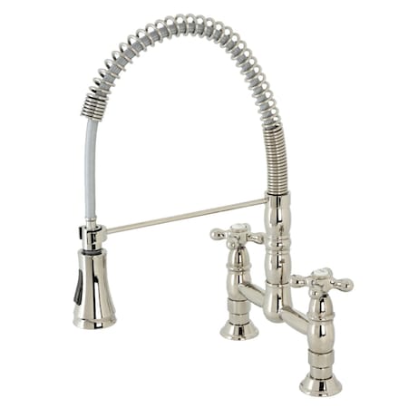 Gourmetier GS1276AX Two-Handle Deck-Mount Pull-Down Sprayer Kitchen Faucet, Polished Nickel GS1276AX